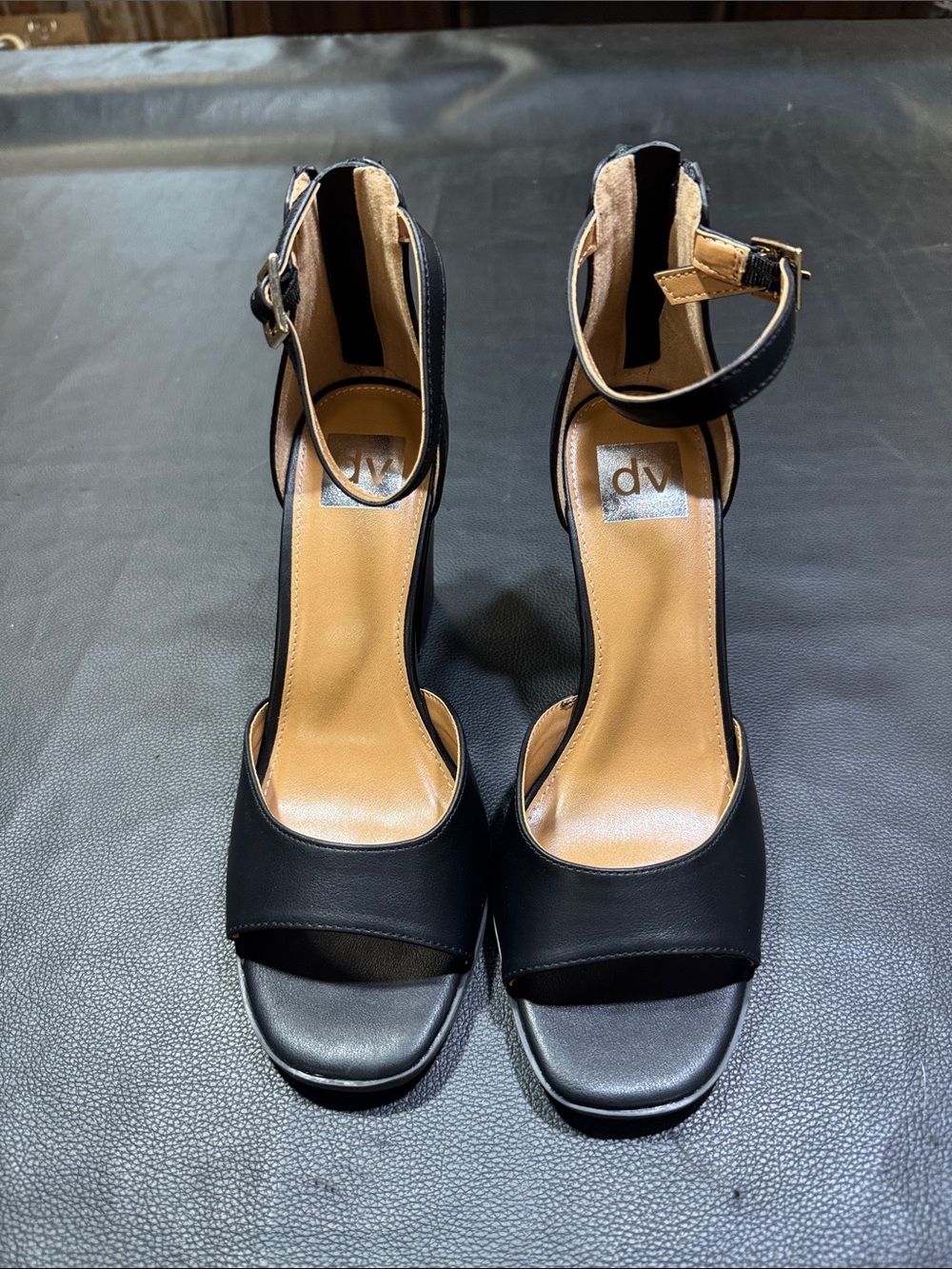 DV by Dolce Vita Black Open-Toe Ankle-Strap Heels